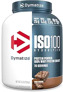 ISO100 Whey Protein Toz Isolate, Fudge Brownie, Protein 25g, 5 Pound, 5.5g BCAAs, 120 Cal., Gluten Free, 1g Fat, 1g Sugar, 2g Carb (70 hizmet)
