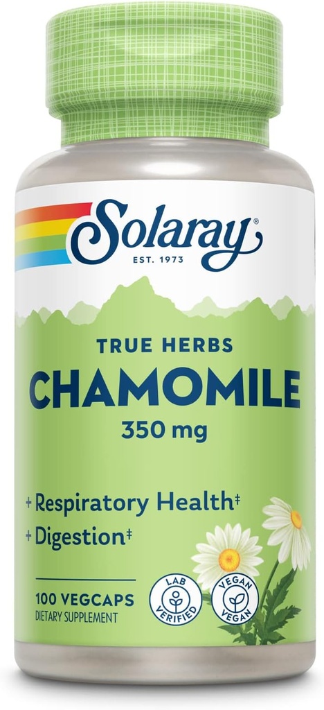 SOLARAY Chamomile, Soothing Support for Digestion, Respiratory Tract and Relaxation, 100 Hizmet, 100 VegCaps