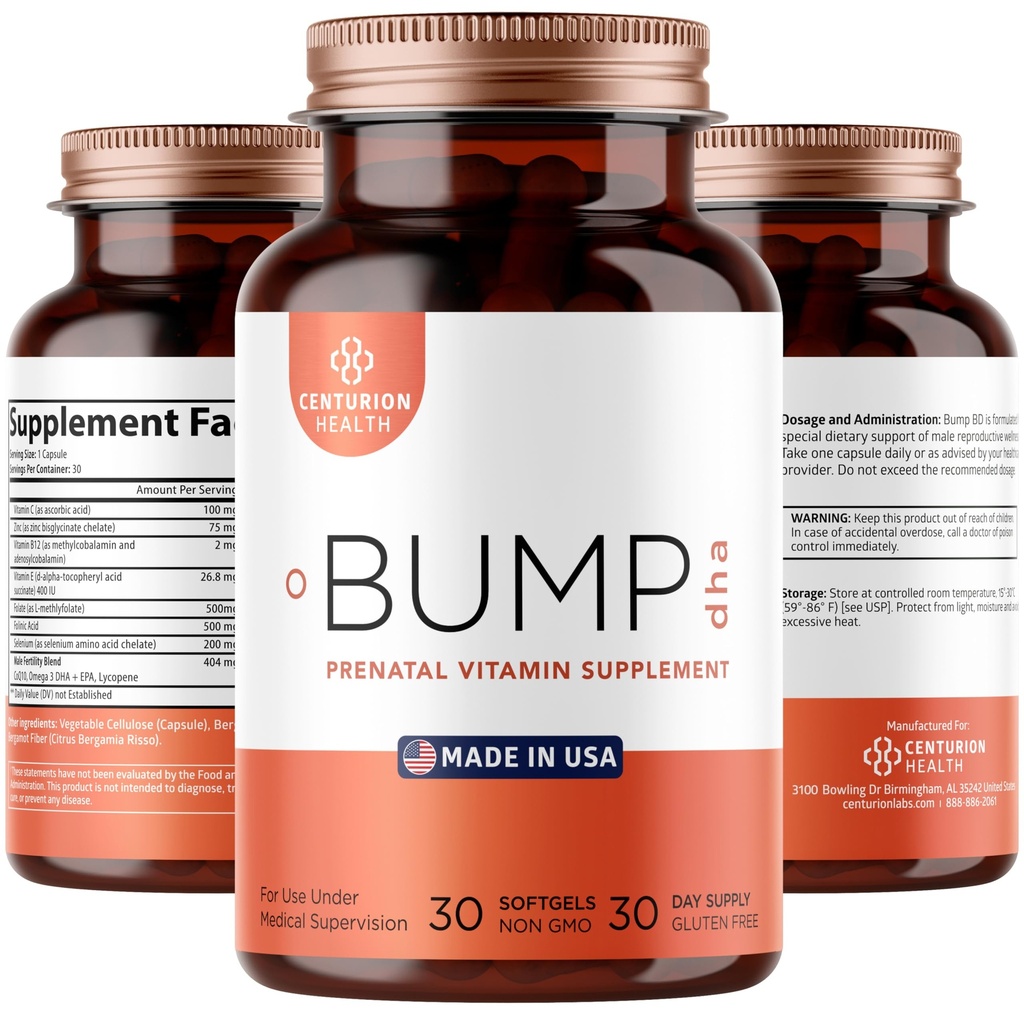 Centurion Labs Premium Προγεννητικές Βιταμίνες [10 Ισχυρά Συστατικά] με DHA, EPA, Folate και βιταμίνη B12, Όλα τα φυσικά συμπλήρωμα εγκυμοσύνης για την ανάπτυξη του εμβρύου και την υποστήριξη εγκυμοσύνης, 30 Softgels
