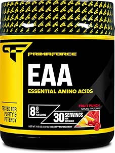 Primaforce EAA Toz (30 Hizmetler, Meyve Züvor) | Pre / Intra Workout ve Recovery için Temel Amino Asitler - Non-GMO ve Gluten Ücretsiz