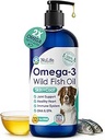 Omega 3, 6 & 9 Fatty Asits ile Köpekler için Sıvı Balık Yağı, İzlanda'dan Vahşi Caught, Shedding, Itchy Skin, Allergies, Beyin ve Kalp Sağlığı, EPA + DHA'da Zengin - 12 oz