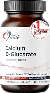 Σχέδια για την υγεία Ασβέστιο D-Glucarate - 1200mg CDG για την υποστήριξη του ήπατος - Αποτοξίνωση + Υγιεινή ορμόνη Μεταβολισμός Συμπλήρωμα υποστήριξης για άνδρες + γυναίκες - Μη-ΓΤΟ, Χωρίς σόγια (60 κάψουλες)