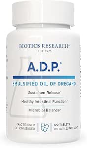 Biotics Research A.D.P. Emulsified Oil of Oregano Tablets for GI Health -Sustains Carvacrol, Wild Oregano Oil 50mg/S - Patented Formula - Non GMO -120 Tabletler