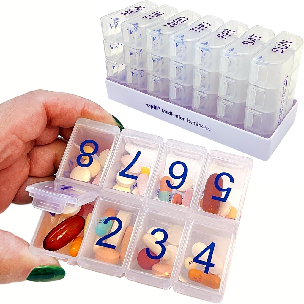 e-Pill 8 φορές μια ημέρα x 7 ημέρα μεγάλο εβδομαδιαίο χάπι οργανωτής, βιταμίνη, και ιατρική κουτί (Καθαρό)