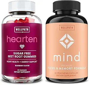 WellPath Beet Root Gummies (Sugar Free) 1500 mg – Βατόμουρο Γεύση για την υποστήριξη της αρτηριακής πίεσης και το συμπλήρωμα εγκεφάλου με το Lion's Mane - Υποστηρίζει Focus & Memory, 60 Ct