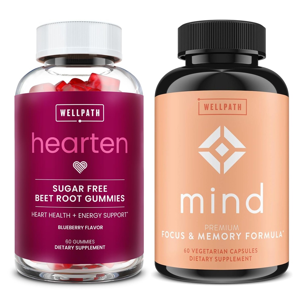 WellPath Beet Root Gummies (Sugar Free) 1500 mg – Βατόμουρο Γεύση για την υποστήριξη της αρτηριακής πίεσης και το συμπλήρωμα εγκεφάλου με το Lion's Mane - Υποστηρίζει Focus & Memory, 60 Ct