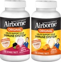 Airborne 1000mg Βιταμίνη C Μασώμενα δισκία Εσπεριδοειδή & Πολύ Berry Flavor Bundle - Συμπλήρωμα Υποστήριξης Ανοσοποιητικού με ψευδάργυρο και Ισχυρές Αντιοξειδωτικές Βιταμίνες A C & E, (2x116ct φιάλες)*