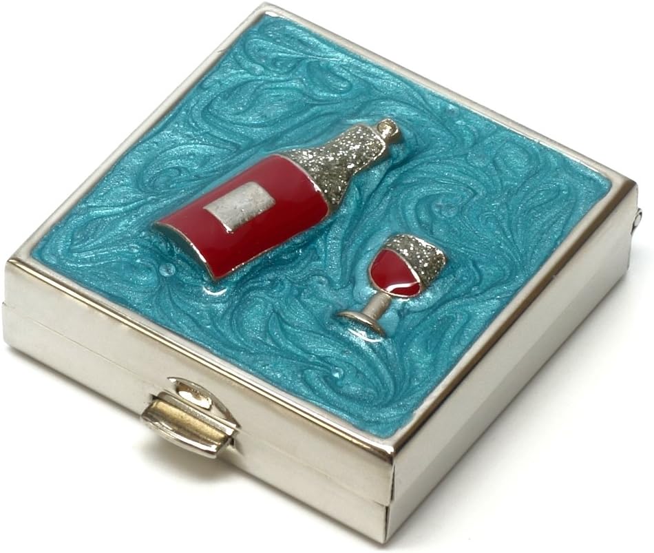 9328 Square Small Pill Box Organizer Aqua Blue Silver Women Travel Pill Case Purse Pocket Konteyner Günlük Portatif Tıp Boks İlaçları Tamam Mini Depolama