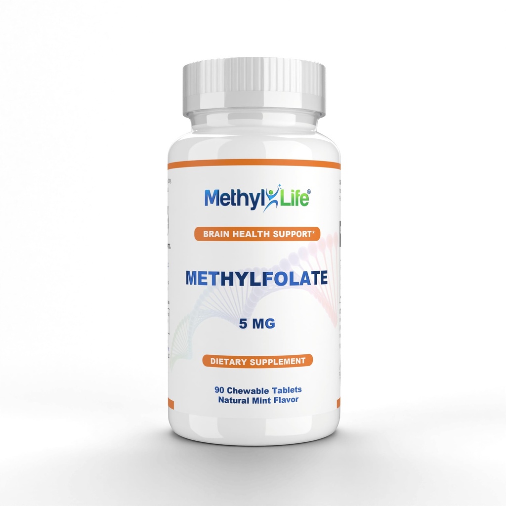 Methylfolate 5 mg Active Folate - 3 Ay Supply. Chewables. -GMO. Gluten Free Mefolate