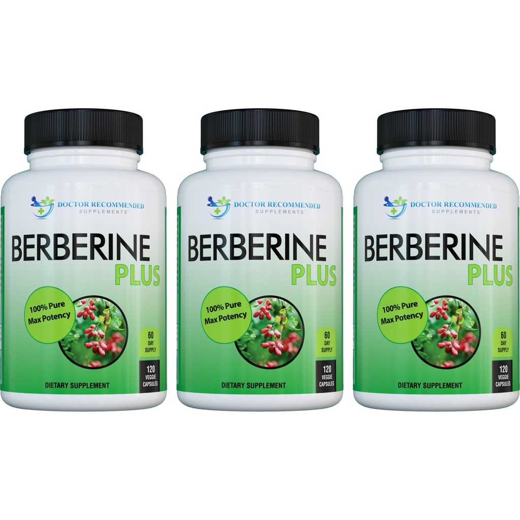 DOCTOR RECOMMENDED SUPPLEMENTS Berberine Plus 1200 mg Per Servis - 120 Veggie Capsules Royal Jelly (120 Count (Pack of 3))