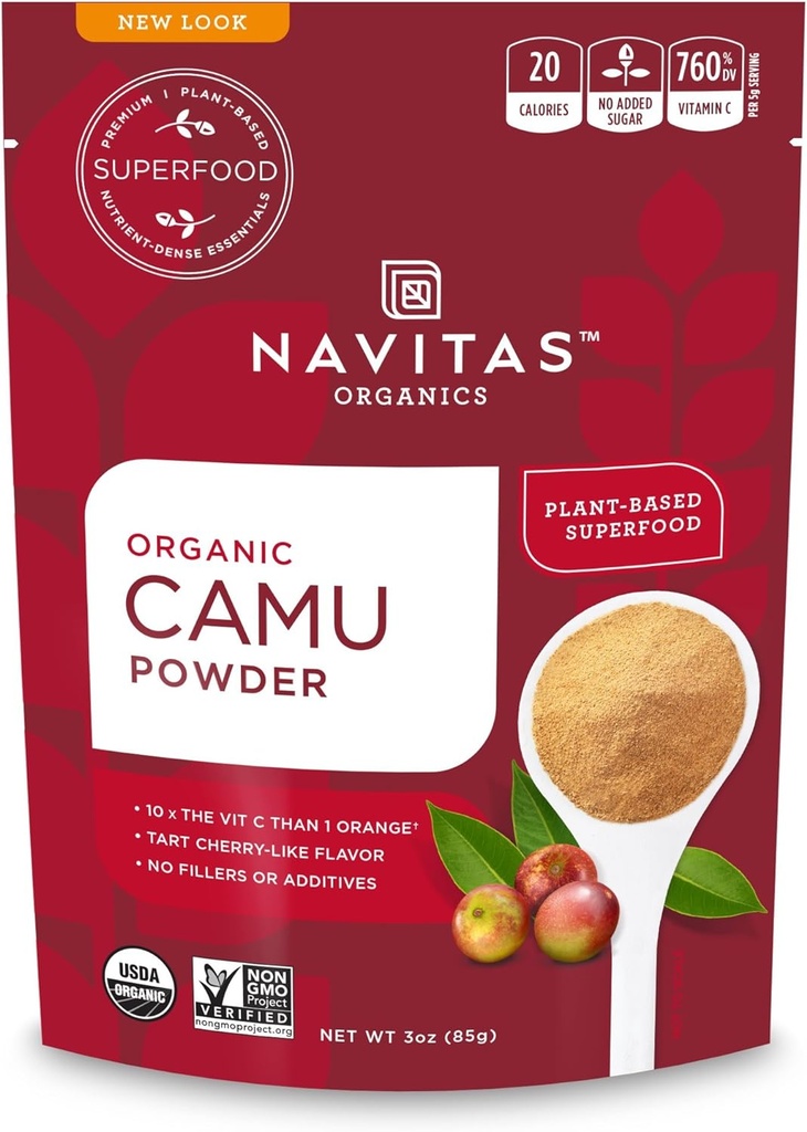 Navitas Βιολογικά Camu Camu σκόνη, 3 oz. Τσάντα, 17 εξυπηρετήσεις - Βιολογικά, μη ΓΤΟ, χωρίς γλουτένη