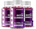 Vitamatic Biotin Gummies 10.000 mcg for Stronger Saç, Skin & Nails - 60 Vegan Gummies - Ayrıca B7 (3 Şişe)