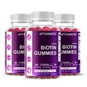 Vitamatic Biotin Gummies 10.000 mcg for Stronger Saç, Skin & Nails - 60 Vegan Gummies - Ayrıca B7 (3 Şişe)