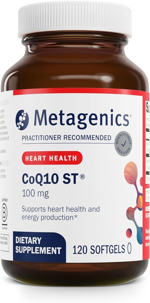 Μεταγονική CoQ10 ST-100-100 mg Ουμπικινόνη με Βιταμίνη Ε για Καρδιά, Ενέργεια & Αντιοξειδωτική Υποστήριξη* - Μη ΓΤΟ, Χωρίς Γλουτένη, Χωρίς Σόγια - GMP Certified Facility - 120 Softgels