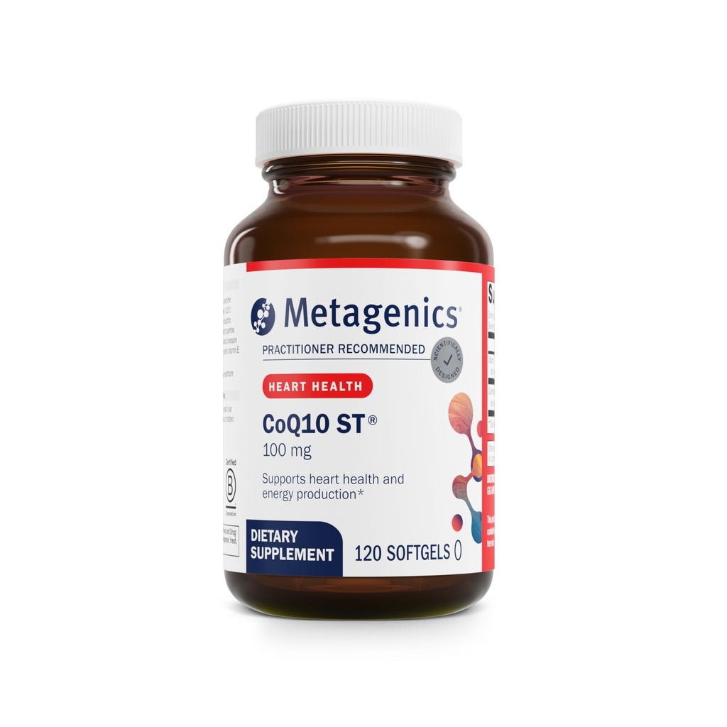 Metagenics CoQ10 ST-100-100 mg Ubiquinone with Vitamin E for Heart, Energy & Antioxy Support* - Non-GMO, Gluten-Free, Soy-Free - GMP sertifikalı Tesis - 120 Softgels