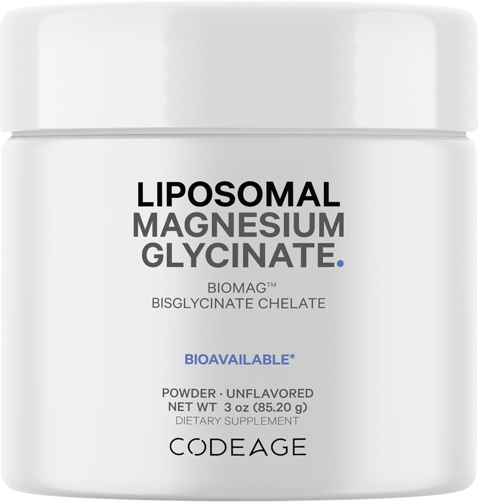 Kodaj Glycinate Toz Supplement, 2Month Supply, Bisglyci Magnezyum Chelate, Unflavored, Liposomal Delivery, Chelated Toz Mineral, Non-GMO Vegan, 3 oz