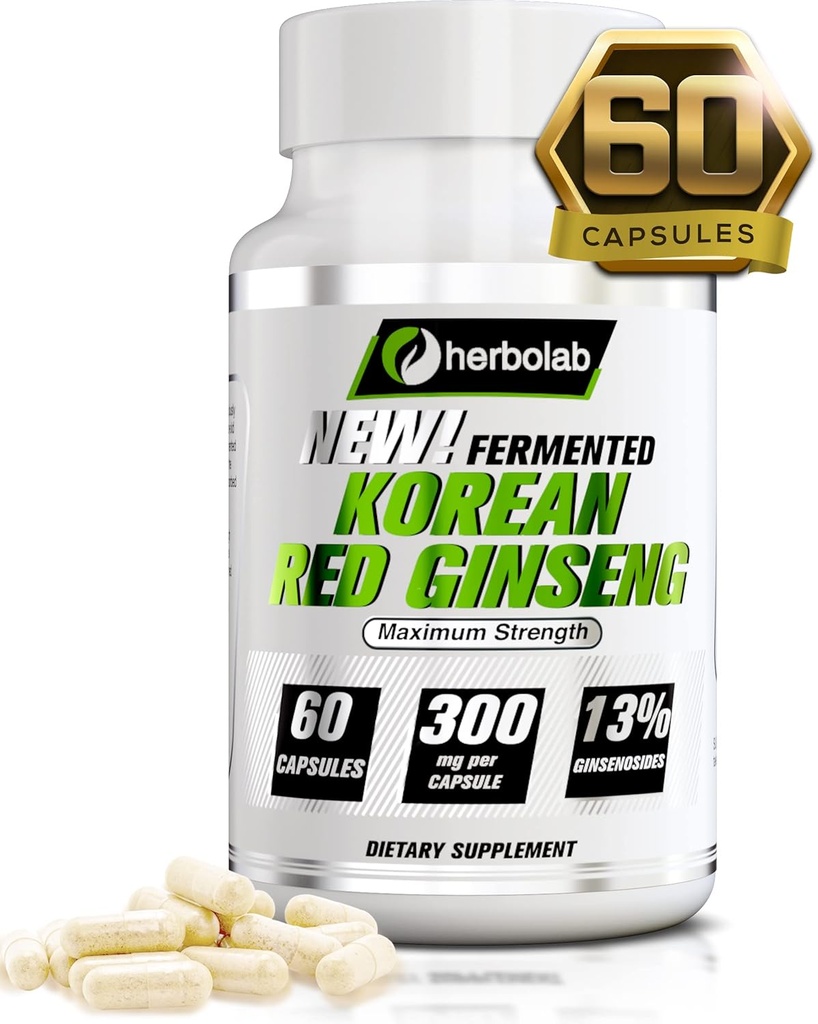 Herbolab Korean Red Ginseng Fermented 10:1 (13% ginsenosides) - Γνήσιο Panax Ginseng από την Κορέα 6 Χρόνια Παλιές Ρίζες - Πατενταρισμένο Extract Technology