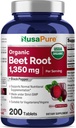 NusaPure Beet Root 1,350 mg 200 Organik Tabletler (Vejetary, USDA, Non-GMO & Gluten Free) Black Pepper Pepper