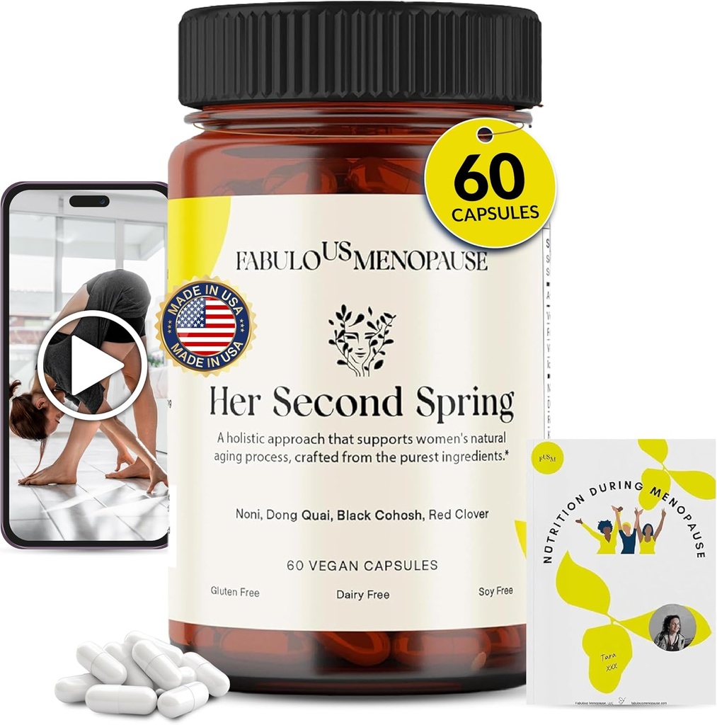 Fobulous Menopaus – Vegan Menopause Formula Black Cohosh & B-Complex – Plant-Based Capsules with Tarif & Pilates Program