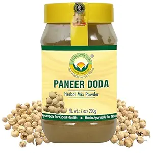 BASIC AYURVEDA Paneer Doda Herbal Mix Toz | 7.05 Oz (200g) | Organik Withania Coagulans Kuru Meyve Toz | Hint Rennet | Natural Ayurvedic Supplement Supplement