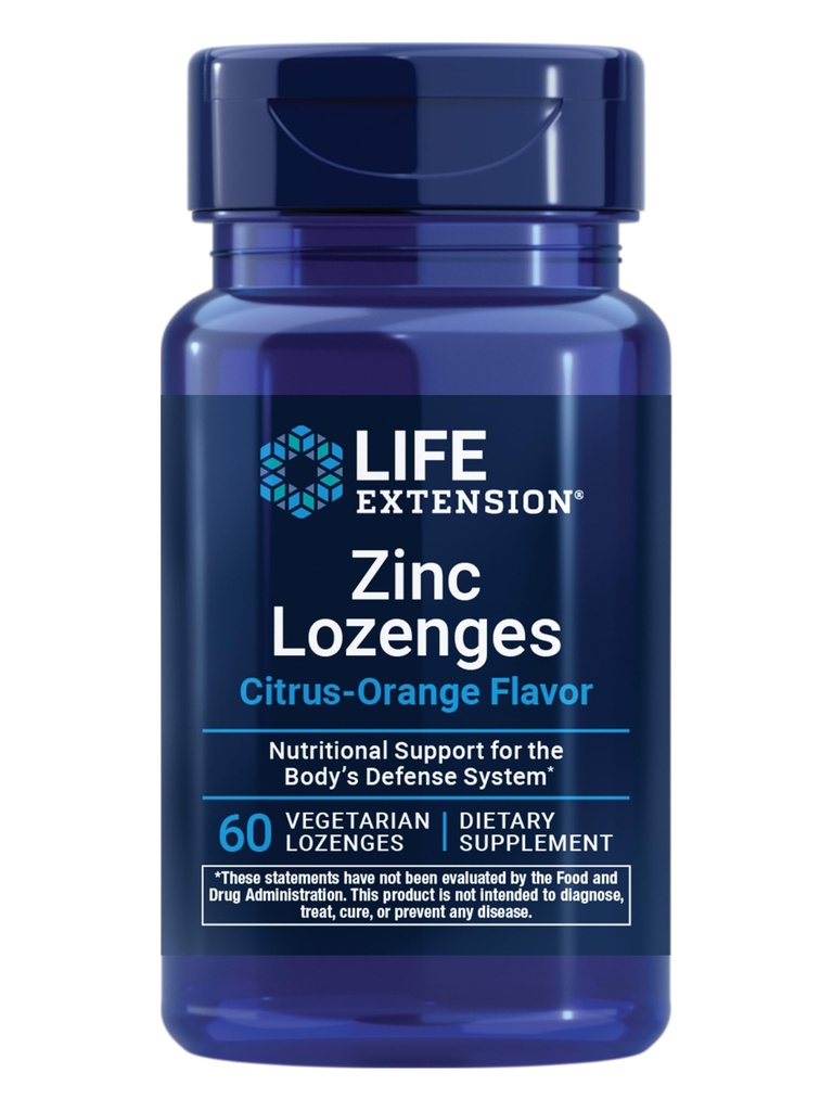 Life Extension Zinc Lozenges – Citrus-Orange Flavor – for Healthy Protein Synthesis & Immune Health - Inflammation Management Supplement - Gluten-Free, Non-GMO – 60 Vegetarian Lozenges