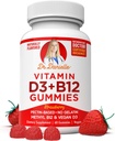 D3 Vitamin B12 Gummies by Dr. Danielle, Vegan Daily Supplement for Yetişkinler & Çocuklar, Non-GMO, Vitamin D3 1000 IU & 250 mcg B12, 2 Ay Supply (60 Gummies)