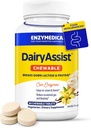 Enzymedica DairyAssist Chewable, 2in-1 Süt, Lactose ve Casein Digestion, Fast-Acting Formula for Gas and Bloating Relief, 60 Chewable Tabletler