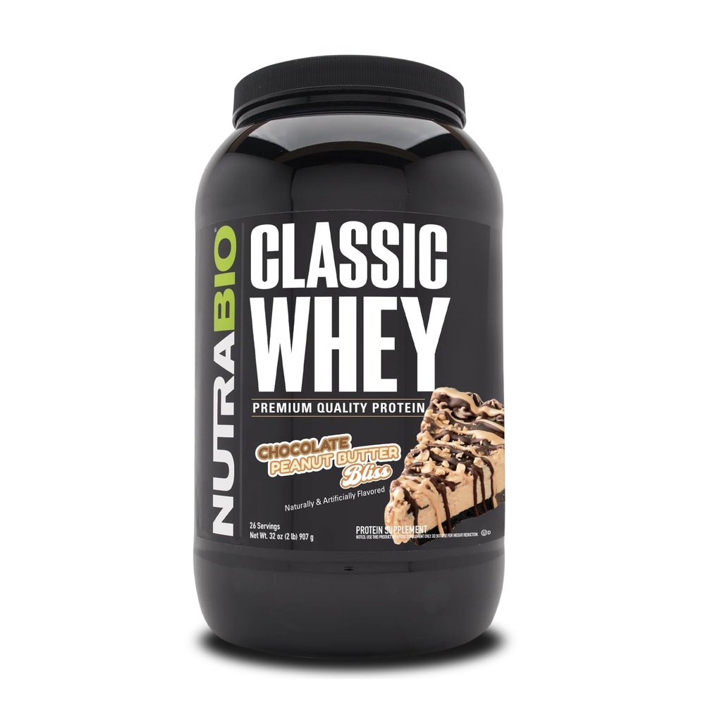 NutraBio Classic Whey Protein Toz- Full-Spectrum Amino Asit Profil - No Fillers, Yapay Renkler, Preservatifler - Low Glycemic Index - (Chocolate Peanut Butter, 2 Pounds)