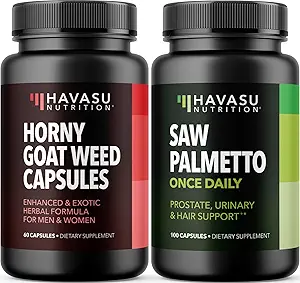 AKSU NUTRITION Horny Goat Weed Capsules (30 hizmet) & Saw Palmetto Capsules (100 hizmet)