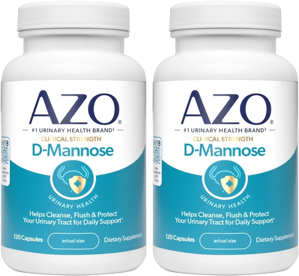 AZO D Mannose Urinary Tract Health, Cleanse, Flush & Koruma Urinary Tract, No.1 Pharmacist Önerilen Brand, Klinik Kuvvet, Non-GMO, 120 Count (Pack of 2)