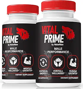 (2 Pack) Erkekler için Vital Prime, Resmi Vital Prime Original, Natural Materialss to Support Performance, Premium Formula for Energy and Stamina, VitalPrime Kompleksi (120 Capsules)