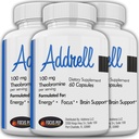 Addrell Energy Διεγερτικά Χάπια- Συμπλήρωμα μελέτης Εναλλακτικό Χάπι, Φυσικό Νοοτροπικό Συμπληρώματα & Γνωστικό Ενισχυτικό Υποκατάστατο στην Αυξημένη Νοητική Καθαρότητα για Γυναίκες & Άνδρες- 180 Κάψουλες