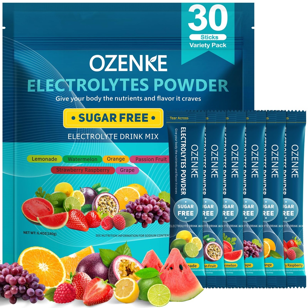Ηλεκτρολυτές Powder Packets, 30 Sticks Hydration Packets Ζάχαρη Δωρεάν, Ηλεκτρολυτές Ποτό Mix Ταξιδέψτε Ηλεκτρολυτές Packets για ταχεία ενυδάτωση, 6 Γεύσεις