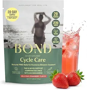 BOND Cycle Care – PMS Support Supplement & Hormon Balance for Women – Cortisol Steps with Ashwagandha, L-Tryptophan, Magnezyum, Turmeric Extract & Glutathione for Mood & Cycle Relief, 28 Servisler