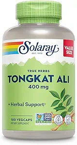 SOLARAY Tongkat Ali 400 mg - Longjack Tongkat Ali for Men - Herbal Support for Men's Health and Vitality - Vegan, Non-GMO, Lab Doğrulandı - 180 Hizmet, 180 VegCaps