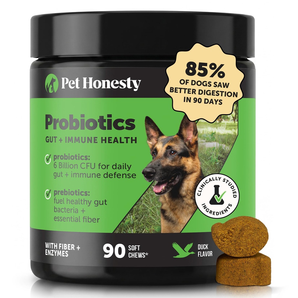 Pet, Occasional Diarrhea & Bowel Desteği için Köpekler için Probiyotikler, Köpekler için Gut Health, Immunity Health & Itch Relief (Duck 90 ct)