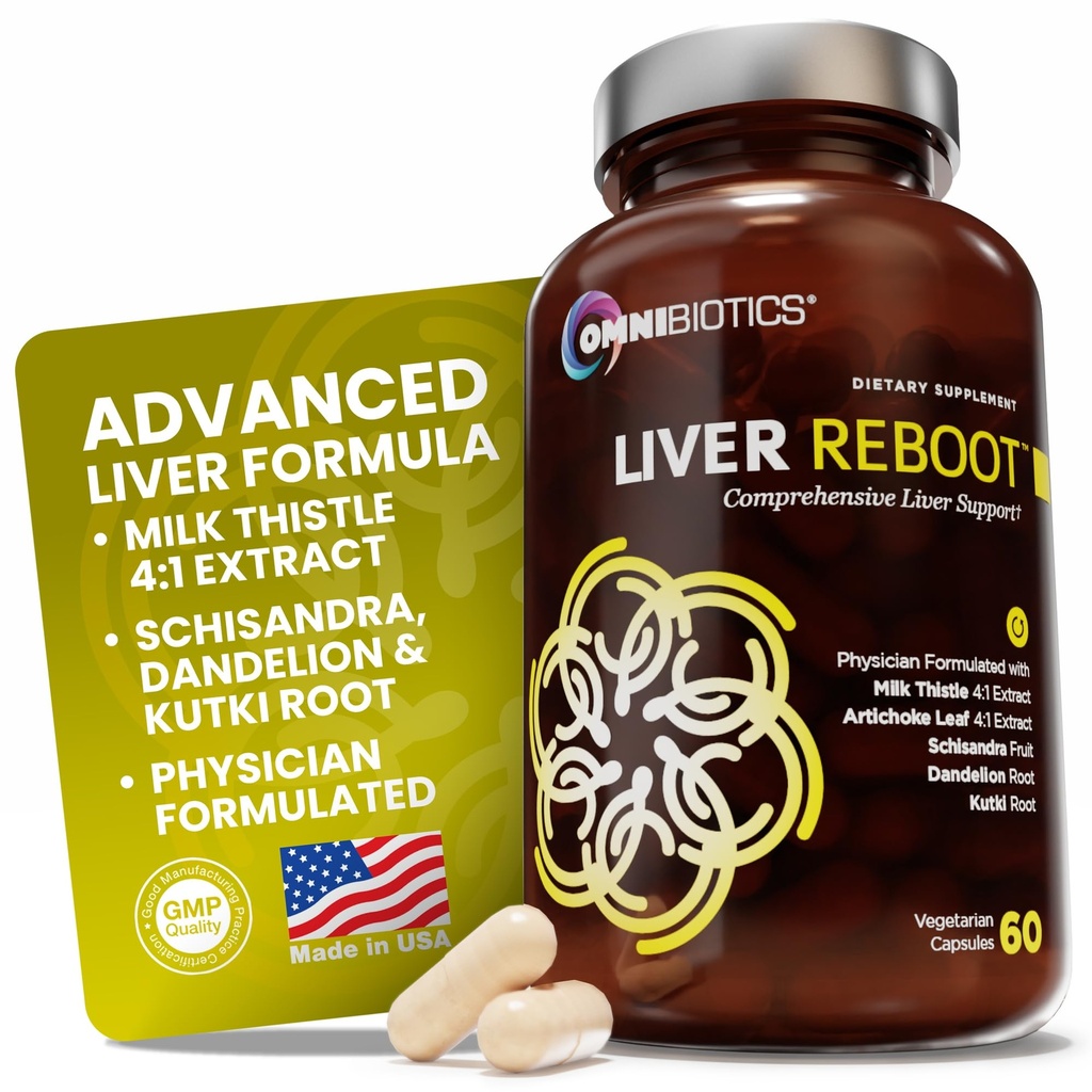 OmniBiotics Liver Cleanse Detox & Onarım Supplement – Milk Thistle, Dandelion Root, Alfa Lipoic Acid, Artichoke Extract, Schisandra, Silymarin – 60 Vegan Capsules