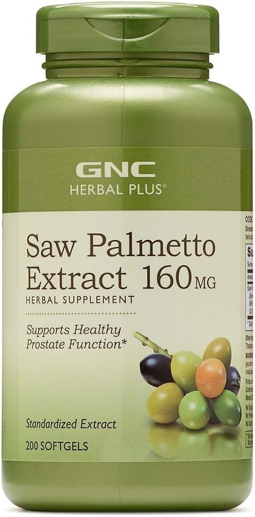 GNC Herbal Saw Palmetto Extract 160mg Supplement, 200 Servings