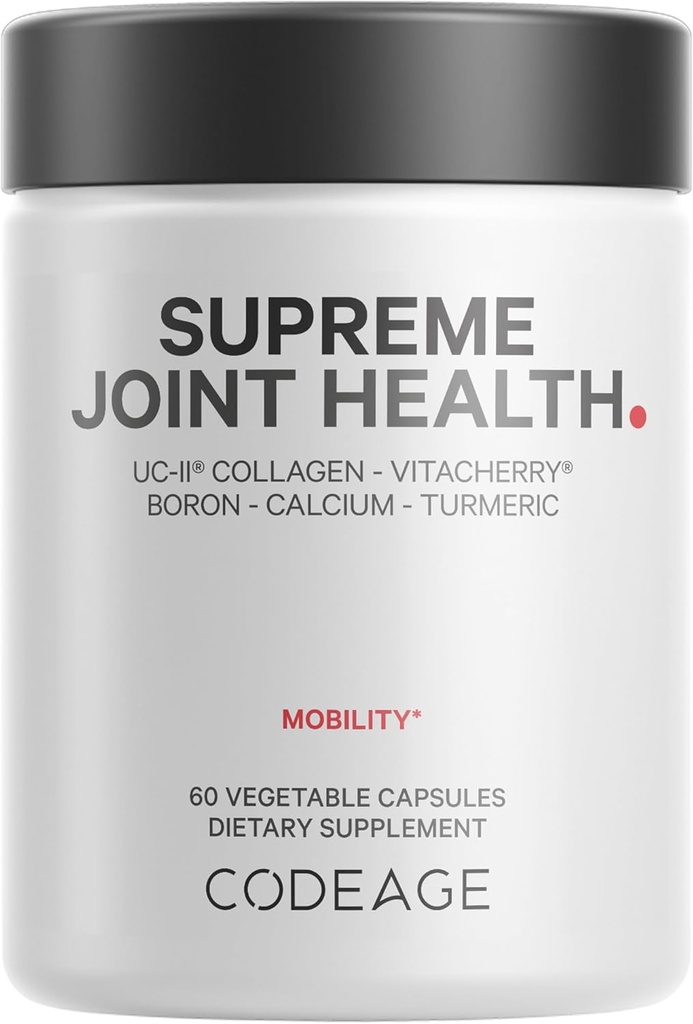 Codeage Supreme Joint Health, UC-II Κάψουλες κολλαγόνου τύπου II, VitaCherry Sport Cherries, Boron, Calcium Fructoborate, Hyaluronic Acid, Turmeric, Bromelain & Boswellia Supplement, Non-GMO, 60 Count