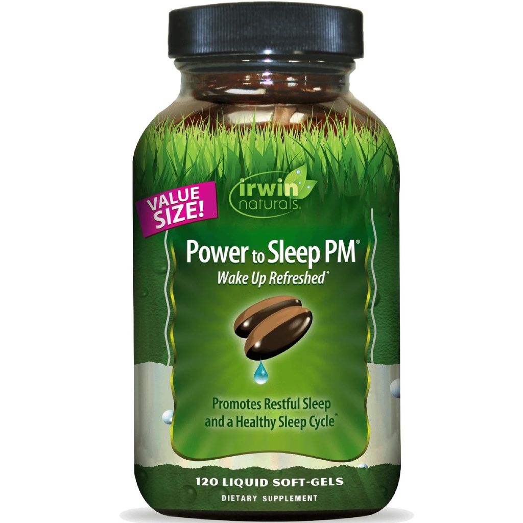 Irwin Naturals Power to Sleep PM - 120 Liquid Soft-Gels - Melatonin, GABA, Ashwagandha, Valerian Root & L-Theanine - 60 Hizmet