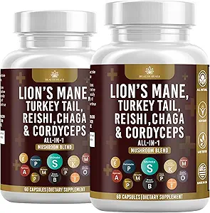 Lion's Mane Türkiye Tail Reishi Cordyceps Chaga Marshmallow Root - 120 Count