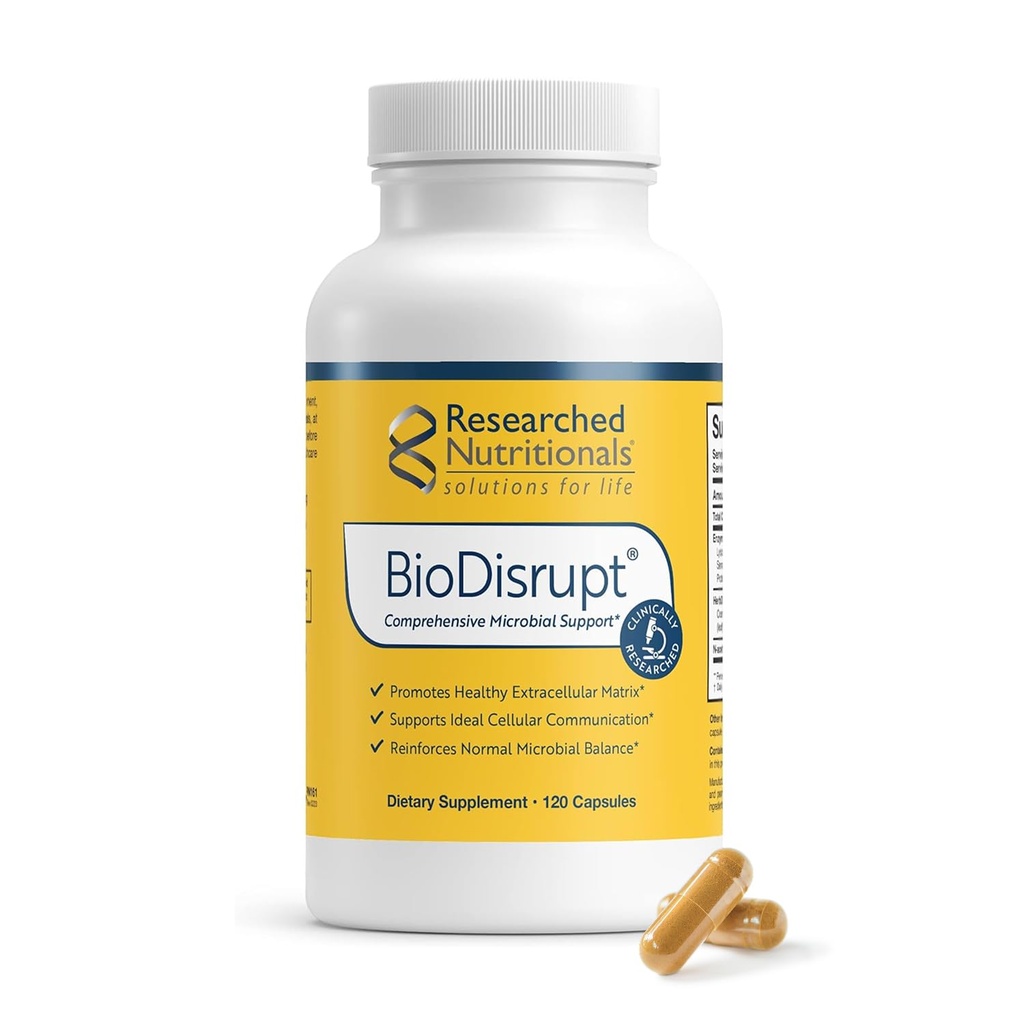 Araştırmalı Beslenme BioDisrupt - Disrupt Biofilm Matrices - Klinik Olarak EnzymesDisrupt Enzyme Mix, Cranberry Extract & N-Acetyl Cysteine (120 Capsules)