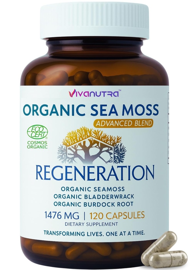 Sea Moss with Real SeaMoss, Alternative to Sea Moss Gel and Sea Moss Gummies – 100% Organic - 120 Capsules – Made in The USA – from Pristine Waters of Nova Scotia