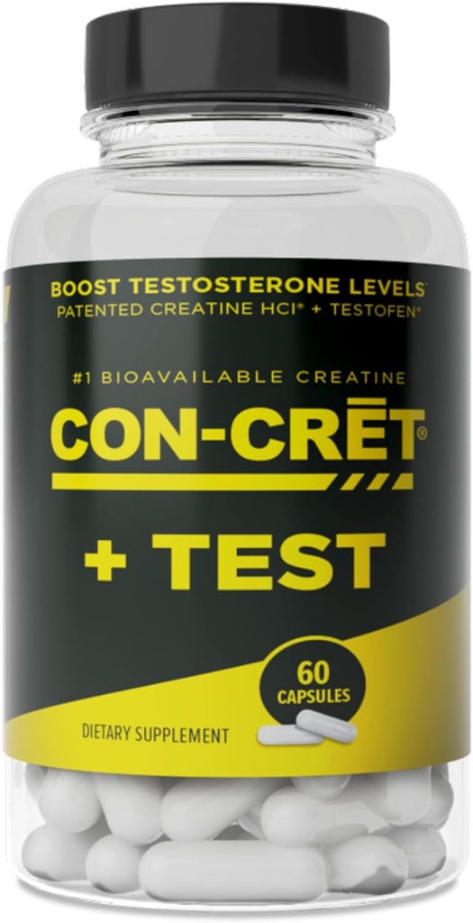 CON-CRET®+ Test, CON-CRET® πατενταρισμένο HCl τώρα με Testofen®, Boost Τεστοστερόνη επίπεδα, 60 κάψουλες