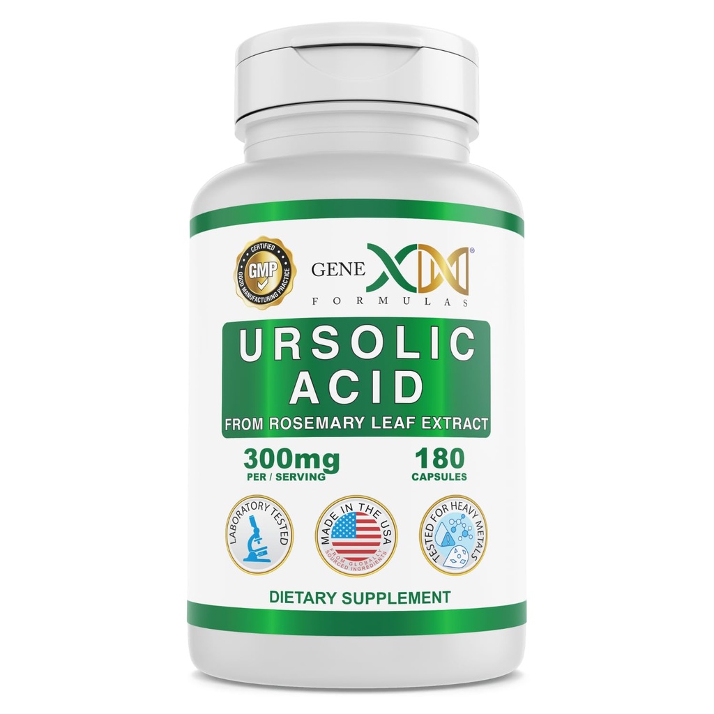 Genex Formulas Ουρσολικό οξύ 300mg (180 Κάψουλες) Ουρσολικό οξύ που προέρχεται από εκχύλισμα δεντρολίβανου - μη ΓΤΟ, Χωρίς γλουτένη, Χορτοφαγικά
