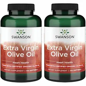 Swanson Ekstra Virgin Zeytinyağı - Doğal Supplement Cardiovasüler Sağlık w/Esssential Fatty Asits - Made w/Organic Cold-Pressed Olive Fruit - (120 Softgels, 1g each) 2 Pack