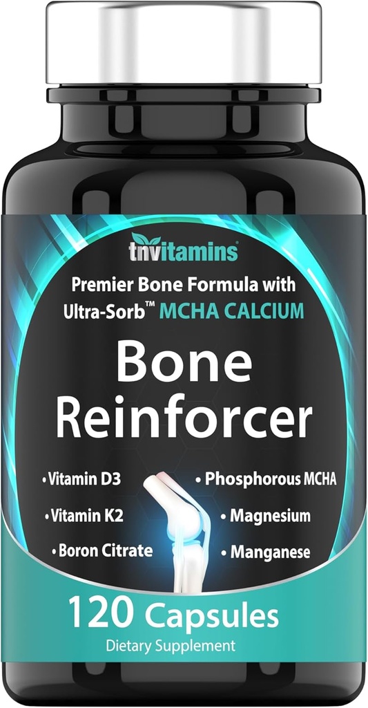 Bone Reinforcer (120 Capsules) MCHA Food Supplement with Vitamin D3, Magnezyum C2, Boron Citrate, Phosphorous MCHA, & Manganese | Women & Men