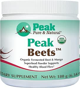 Peak Pure & Natural Peak Organic Fermented Beets - Organik Fermented Beet Toz Superfood İçecek Toz - Normal Kan Basıncı Tamam Desteği