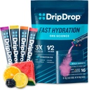 DripDrop Hydration Packets - Bold Diversity Pack - Single Serve Electrolytes Toz İçecek Mix - Watermelon, Berry, Lemon, Orange - Non-GMO, Gluten Free, Vegan - 16 Sticks