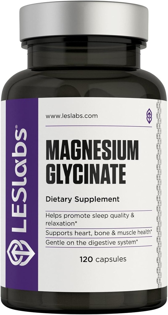 LES Laboratuvarları Glycinate - Destekler Restful Sleep, Heart Health, Stress Relief, Metabolism, Nerve & Muscle Function, The Digestive System – Non-GMO Supplement – 120 Capsules